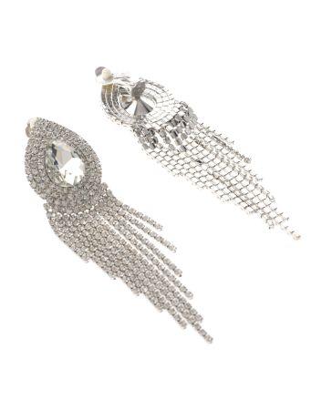Rhinestone Clip On Chain Earrings