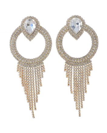 Crystal Chain Tassel Clip-On Earrings