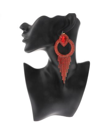 Crystal Chain Tassel Clip-On Earrings