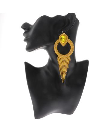 Crystal Chain Tassel Clip-On Earrings