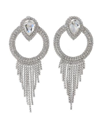 Crystal Chain Tassel Clip-On Earrings