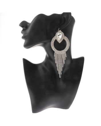 Crystal Chain Tassel Clip-On Earrings