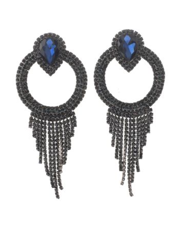 Crystal Chain Tassel Clip-On Earrings