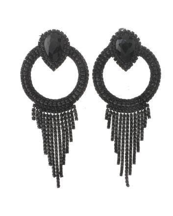 Crystal Chain Tassel Clip-On Earrings