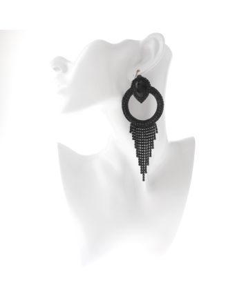Crystal Chain Tassel Clip-On Earrings