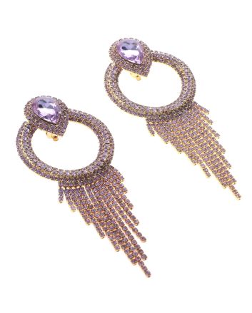 Crystal Chain Tassel Clip-On Earrings