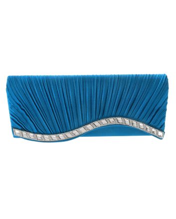 Waved Rhinestone Satin Evening Bag
