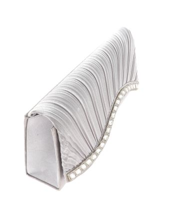 Waved Rhinestone Satin Evening Bag