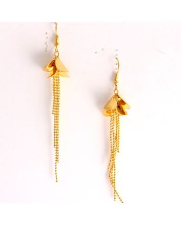 Flower pave fringe Gold  Plated Hook Earrings