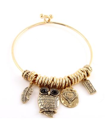 Owl Pave Charm Bracelet 