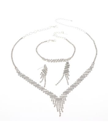 Rhinestone Necklace Bracelet Set 