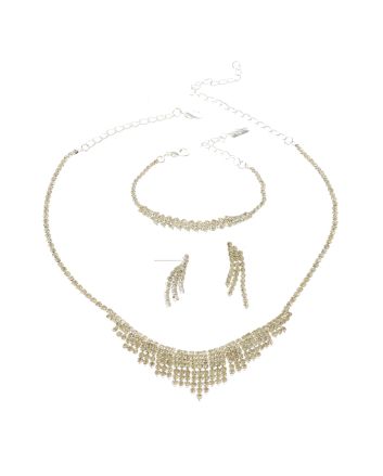 Rhinestone Necklace Bracelet Set 