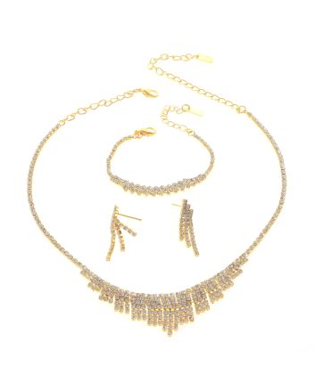 Rhinestone Necklace Bracelet Set 