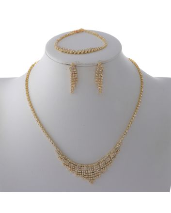 Rhinestone Necklace Bracelet Set 