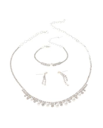 Rhinestone Necklace Bracelet Set 