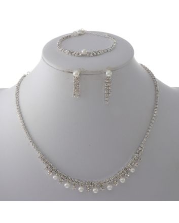 Rhinestone Necklace Bracelet Set 