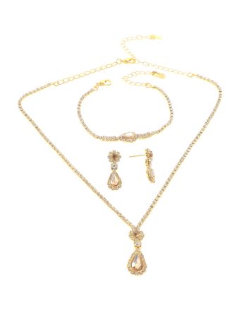 Rhinestone Necklace Bracelet Set 