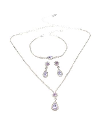 Rhinestone Necklace Bracelet Set 