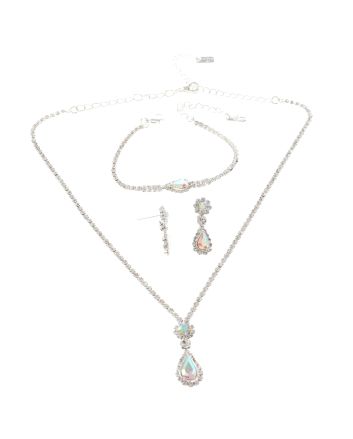 Rhinestone Necklace Bracelet Set 