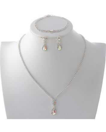 Rhinestone Necklace Bracelet Set 