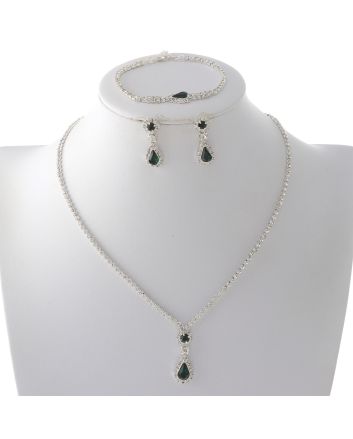 Rhinestone Necklace Bracelet Set 