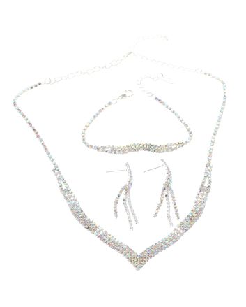 Rhinestone Necklace Bracelet Set 