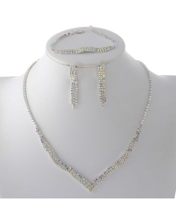 Rhinestone Necklace Bracelet Set 