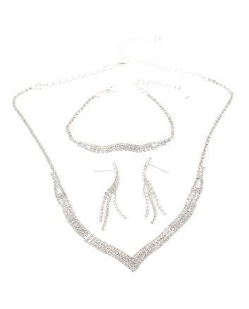 Rhinestone Necklace Bracelet Set 