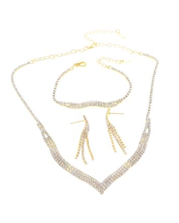 Rhinestone Necklace Bracelet Set 