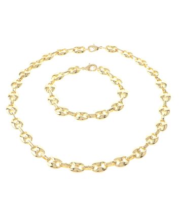 Gold Plated Necklace Bracelet Set