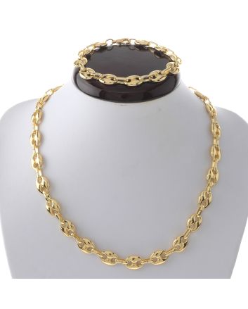 Gold Plated Necklace Bracelet Set