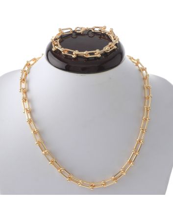 Gold Plated Necklace Bracelet Set