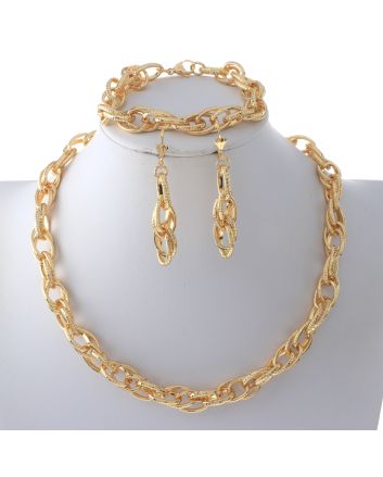 Gold Plated Necklace Bracelet Set