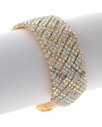 Rhinestone Stretch Cuff Bracelet 