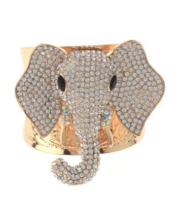 Rhinestone Elephant Cuff Bracelet 