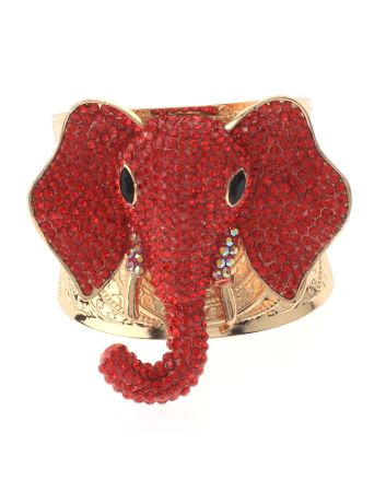 Rhinestone Elephant Cuff Bracelet 