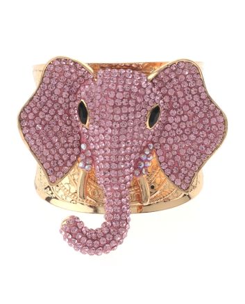 Rhinestone Elephant Cuff Bracelet 