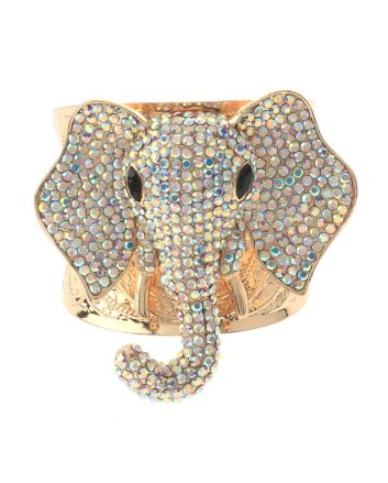 Rhinestone Elephant Cuff Bracelet 