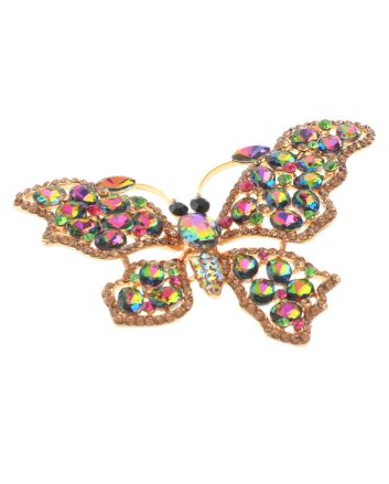 Large Crystal Butterfly Brooch