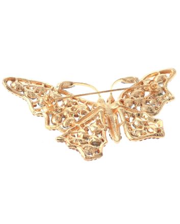 Large Crystal Butterfly Brooch