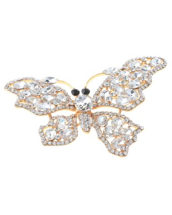 Large Crystal Butterfly Brooch