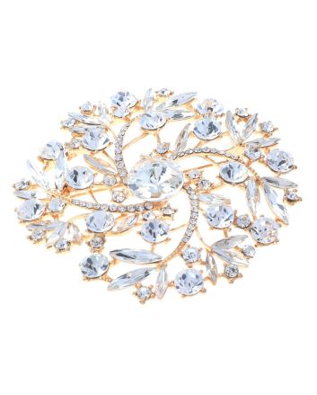 Large Crystal Flower Brooch
