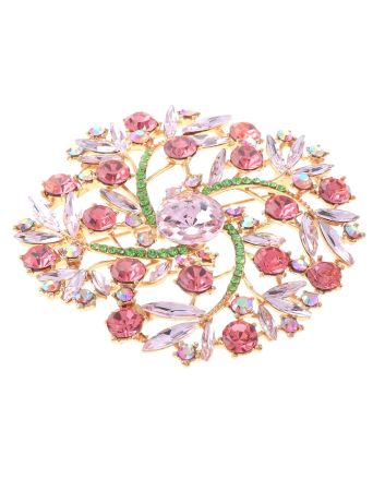 Large Crystal Flower Brooch