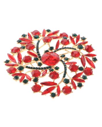 Large Crystal Flower Brooch