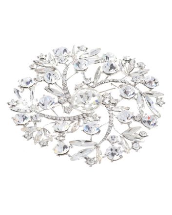 Large Crystal Flower Brooch
