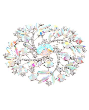 Large Crystal Flower Brooch