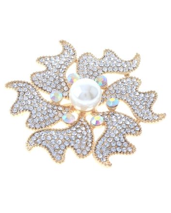 Large Crystal Flower Brooch