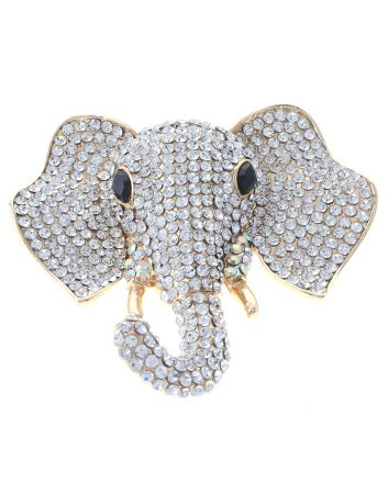 Large Crystal Elephant Brooch