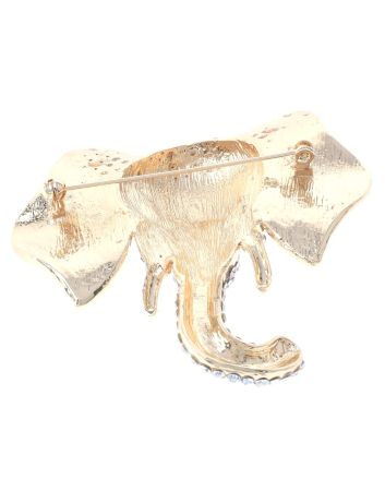 Large Crystal Elephant Brooch