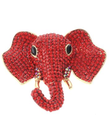Large Crystal Elephant Brooch